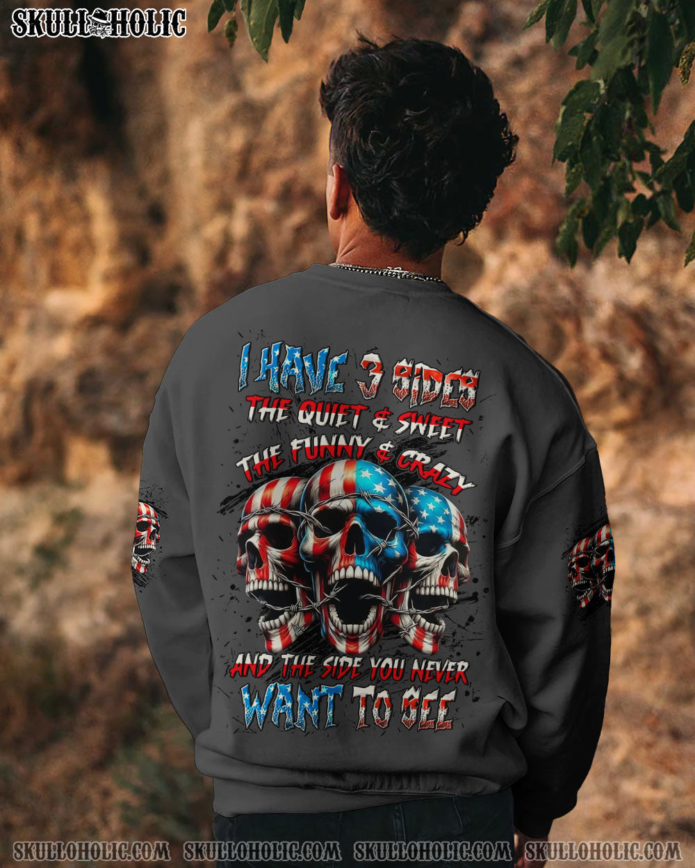 BLISSCORNERS I HAVE 3 SIDES 3 SKULLS ALL OVER PRINT