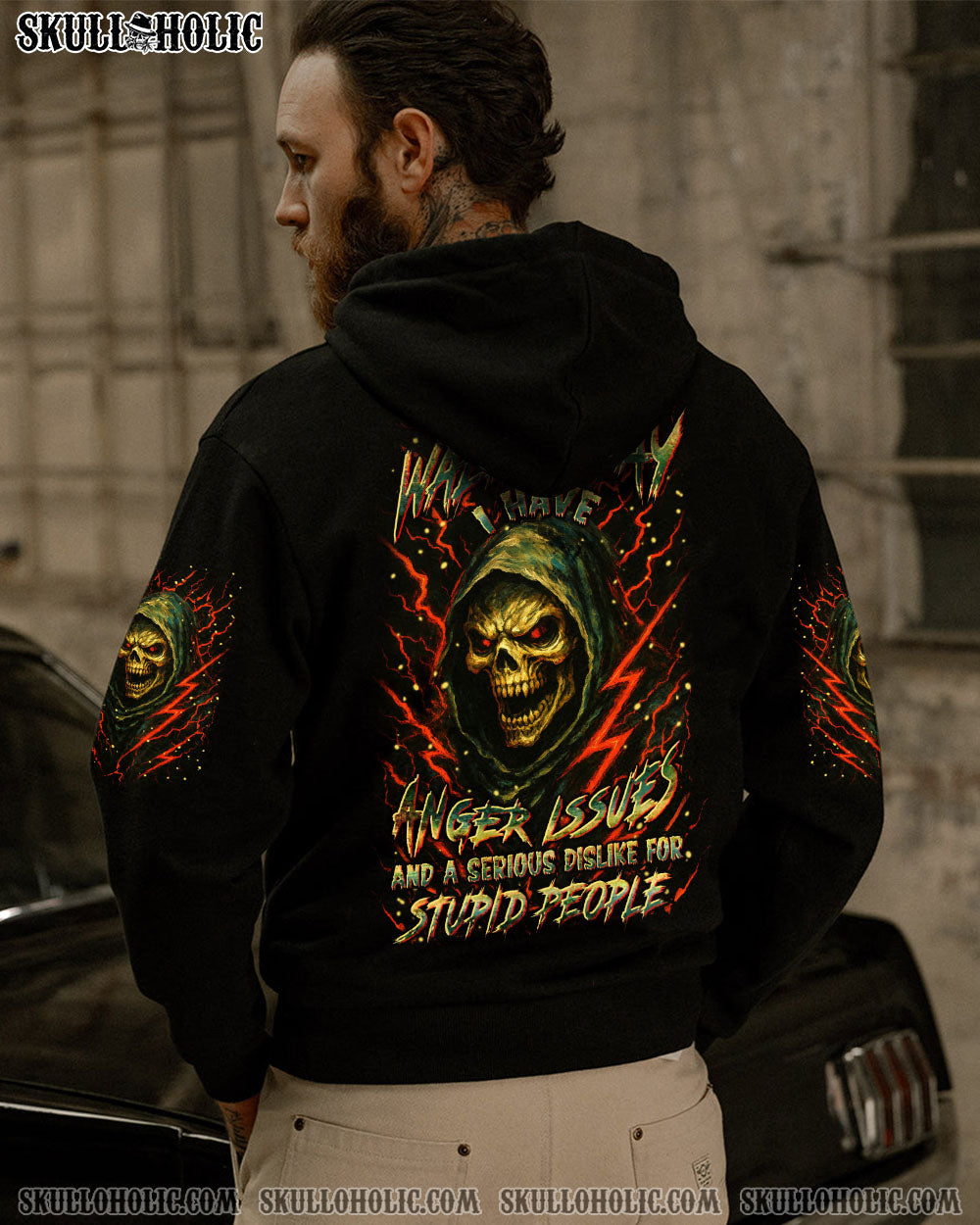 BLISSCORNERS WALK AWAY I HAVE ANGER ISSUES SKULL ALL OVER PRINT