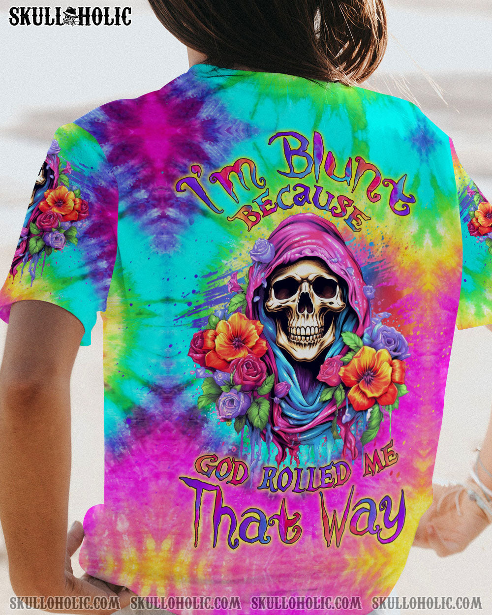 BLISSCORNERS I'M BLUNT BECAUSE GOD ROLLED ME TIE DYE ALL OVER PRINT
