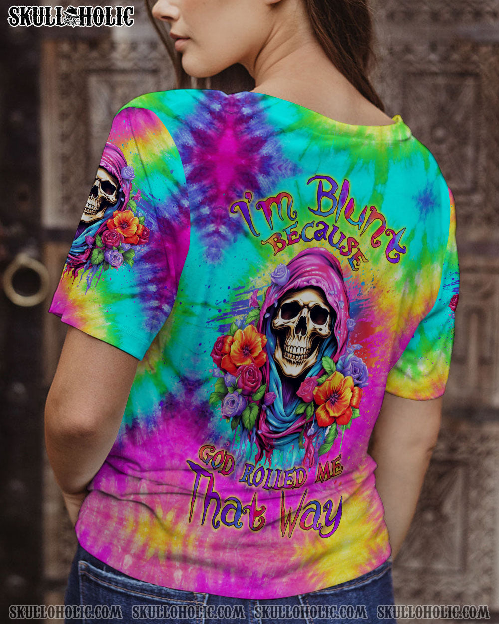 BLISSCORNERS I'M BLUNT BECAUSE GOD ROLLED ME TIE DYE ALL OVER PRINT
