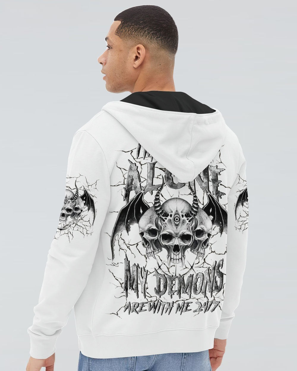BLISSCORNERS I'M NEVER ALONE SKULL DEMON ALL OVER PRINT