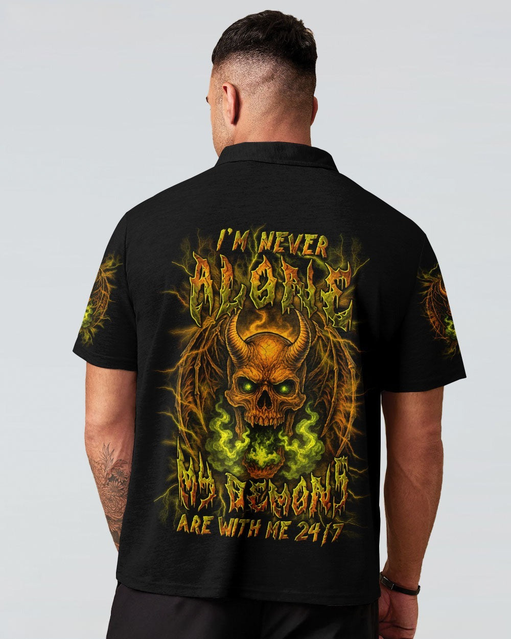 BLISSCORNERS I'M NEVER ALONE SKULL DEMON ALL OVER PRINT