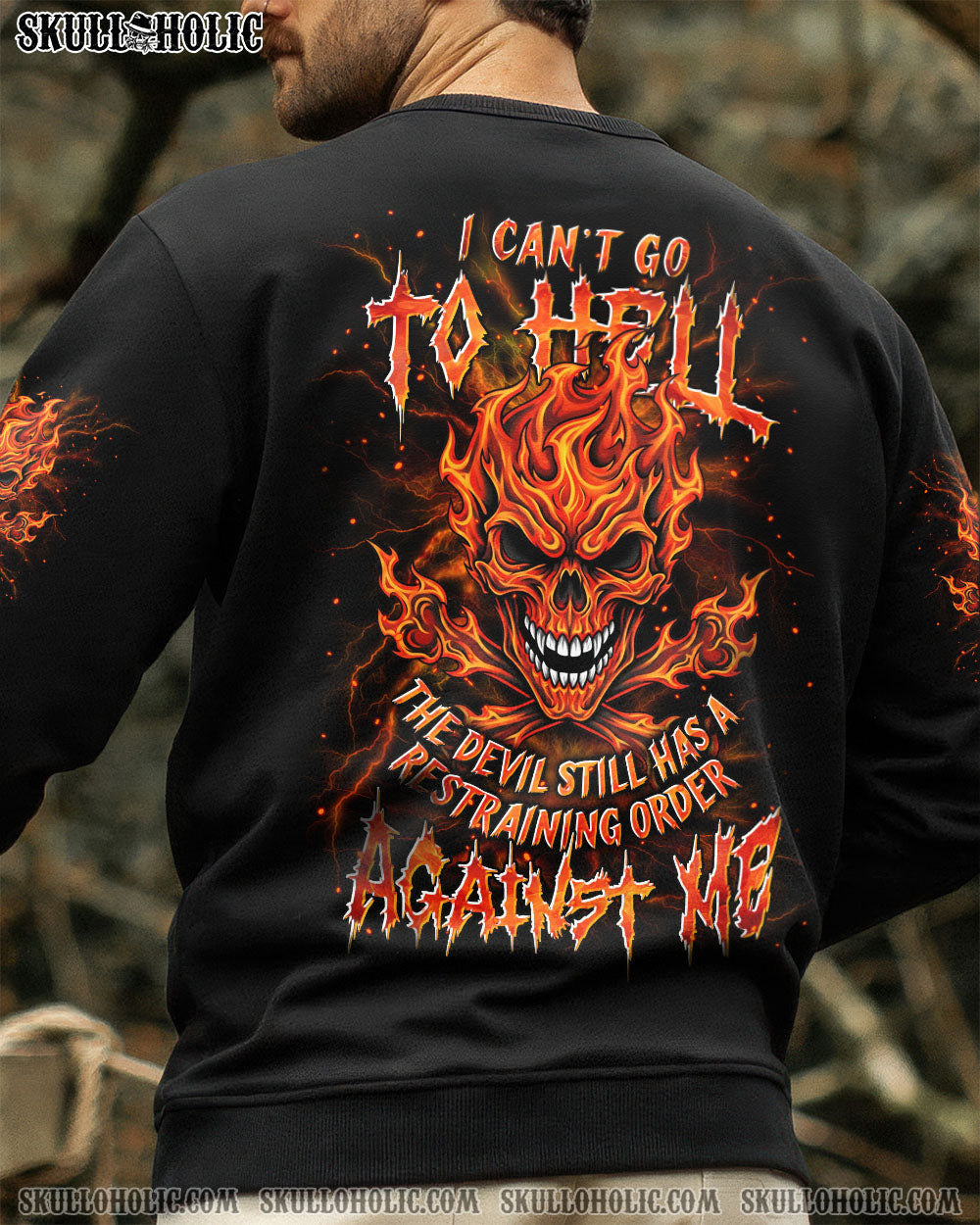 BLISSCORNERS I CAN'T GO TO HELL FIRE SKULL ALL OVER PRINT