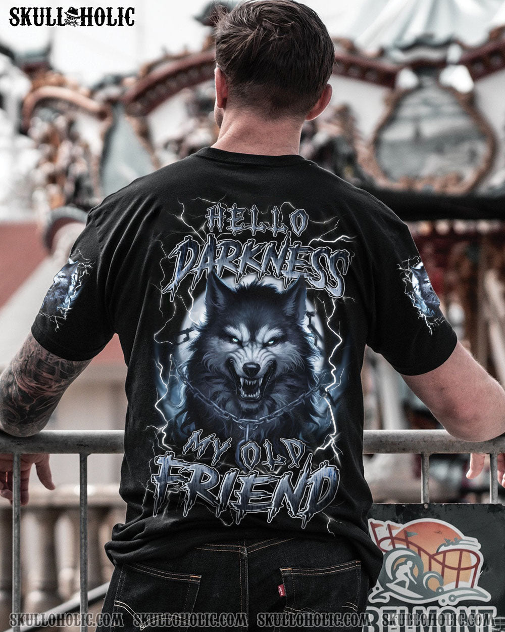 BLISSCORNERS HELLO DARKNESS MY OLD FRIEND WOLF ALL OVER PRINT