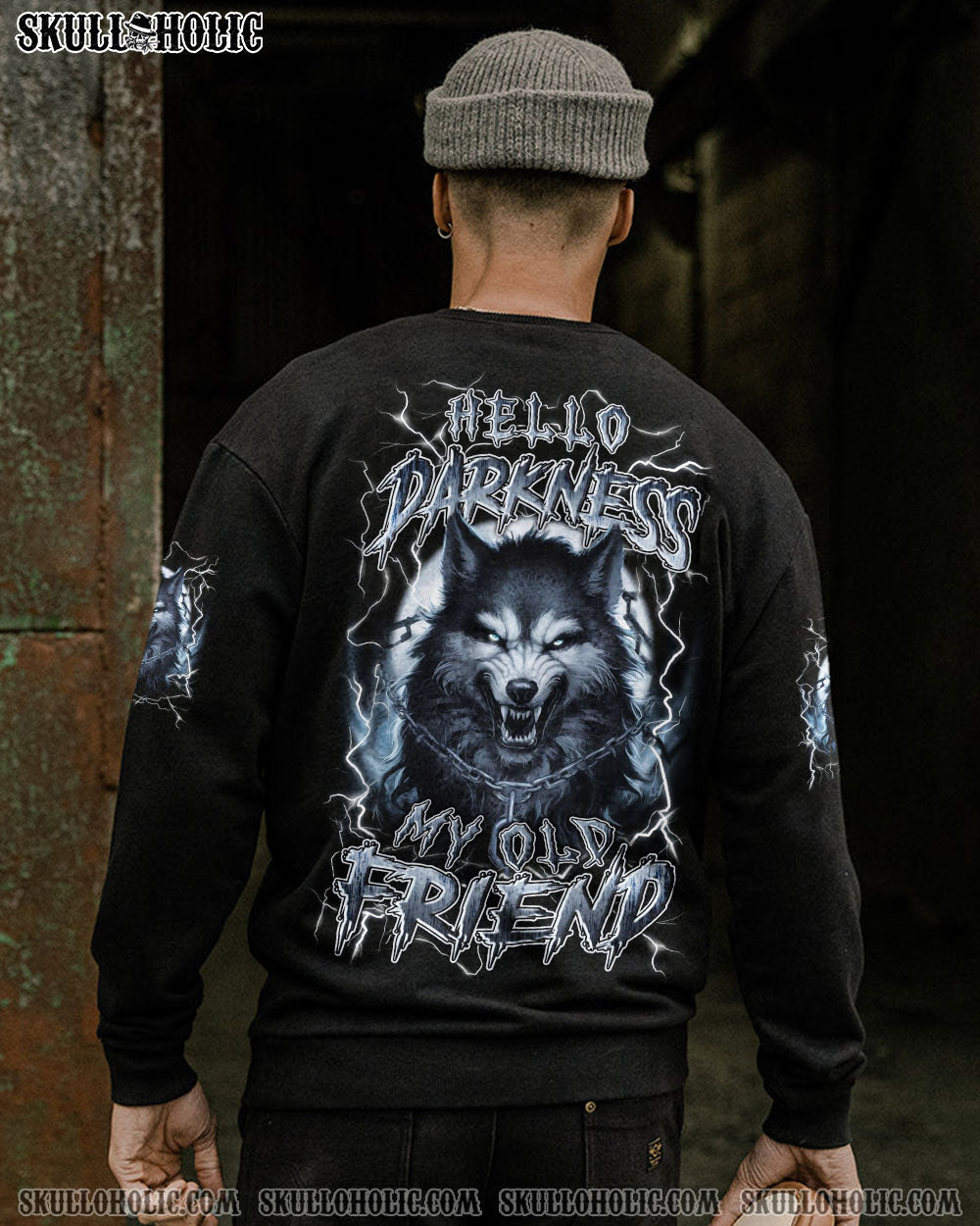BLISSCORNERS HELLO DARKNESS MY OLD FRIEND WOLF ALL OVER PRINT