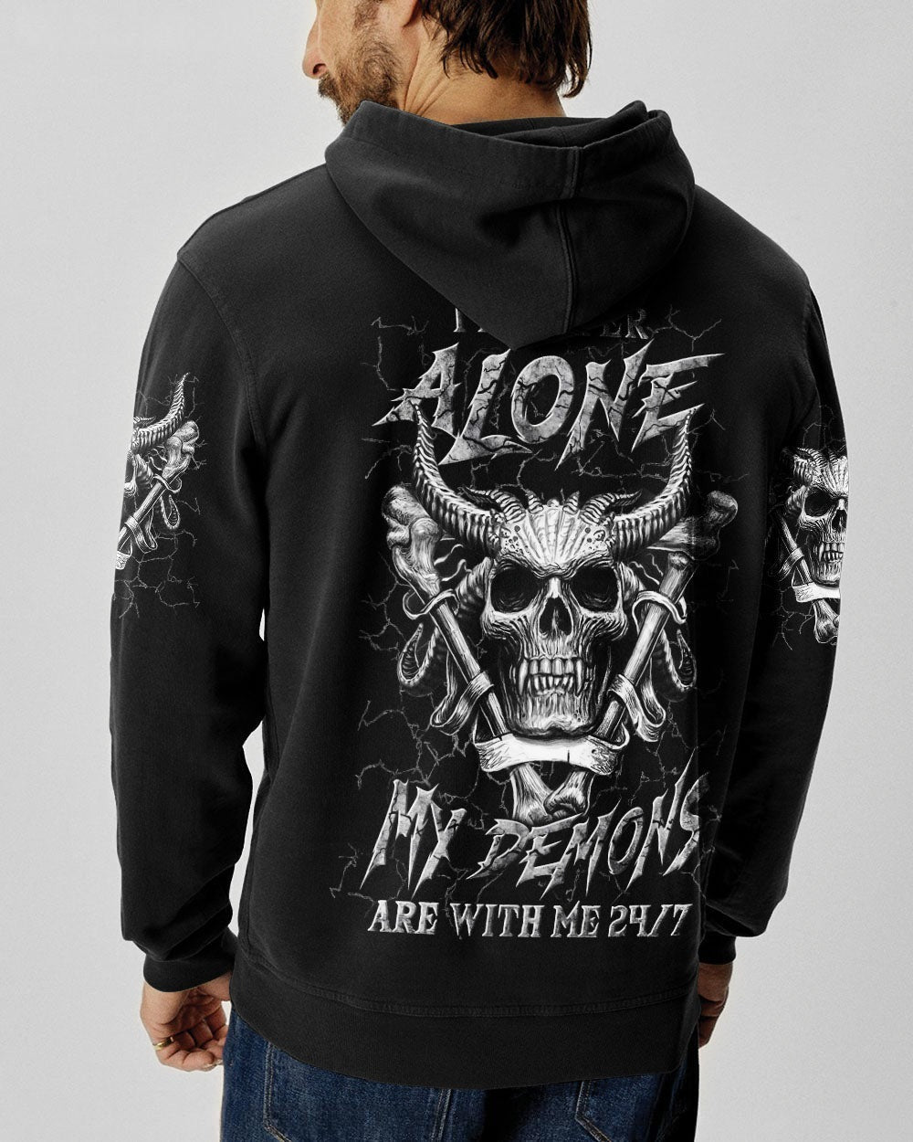 BLISSCORNERS I'M NEVER ALONE SKULL DEMON ALL OVER PRINT