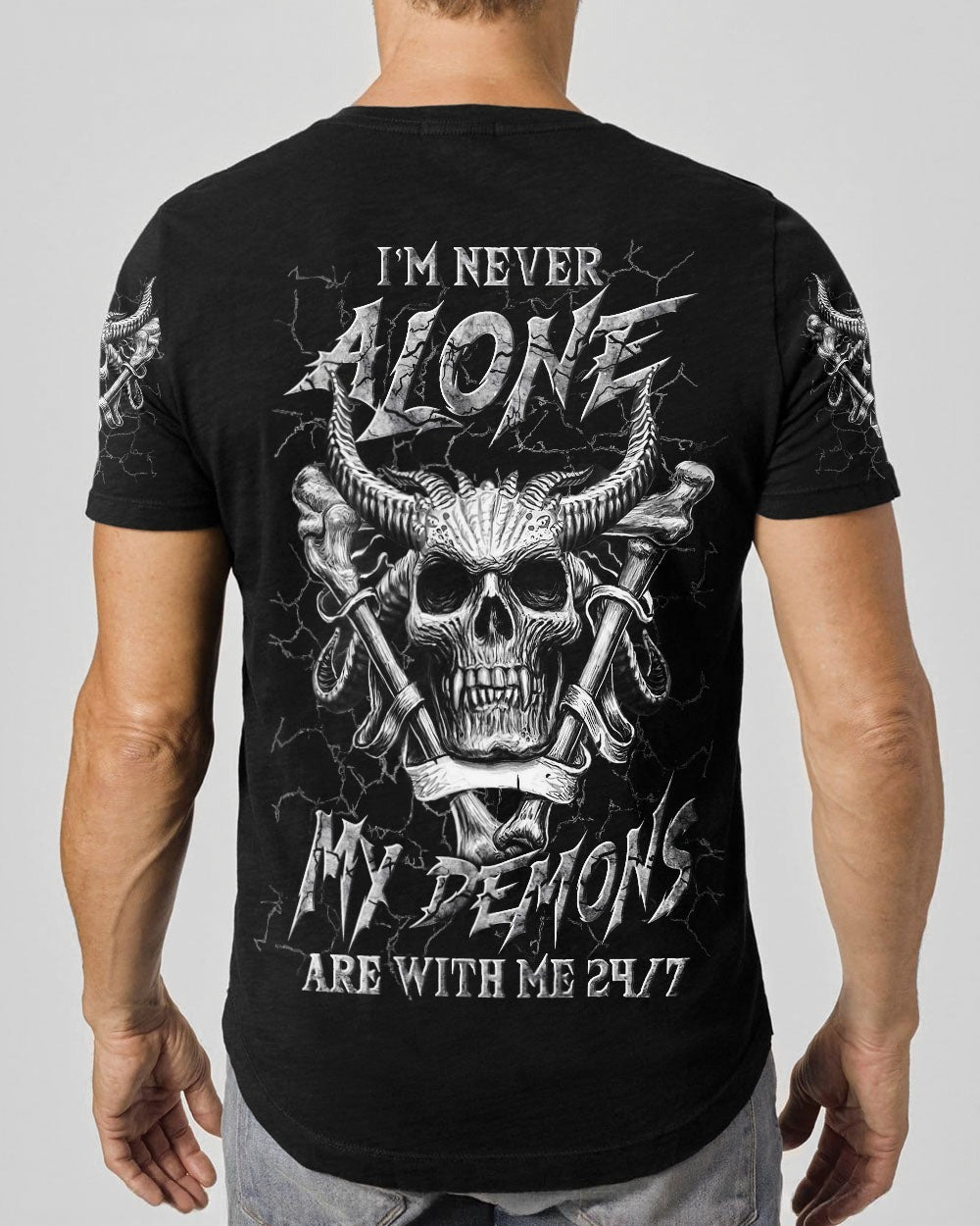 BLISSCORNERS I'M NEVER ALONE SKULL DEMON ALL OVER PRINT