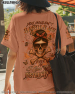BLISSCORNERS ALWAYS A STRONG WOMAN SKULL MESSY BUN ALL OVER PRINT
