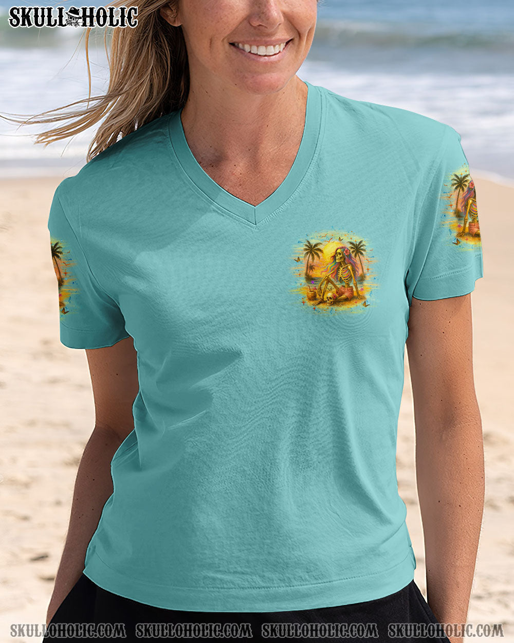 BLISSCORNERS BEACH HAIR DON'T CARE SKULL LADY ALL OVER PRINT