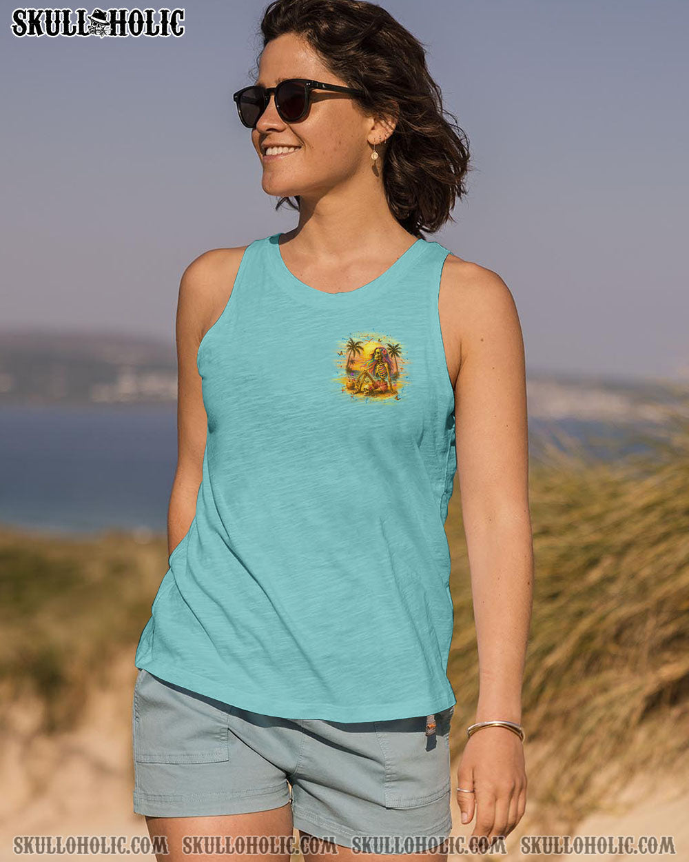 BLISSCORNERS BEACH HAIR DON'T CARE SKULL LADY ALL OVER PRINT