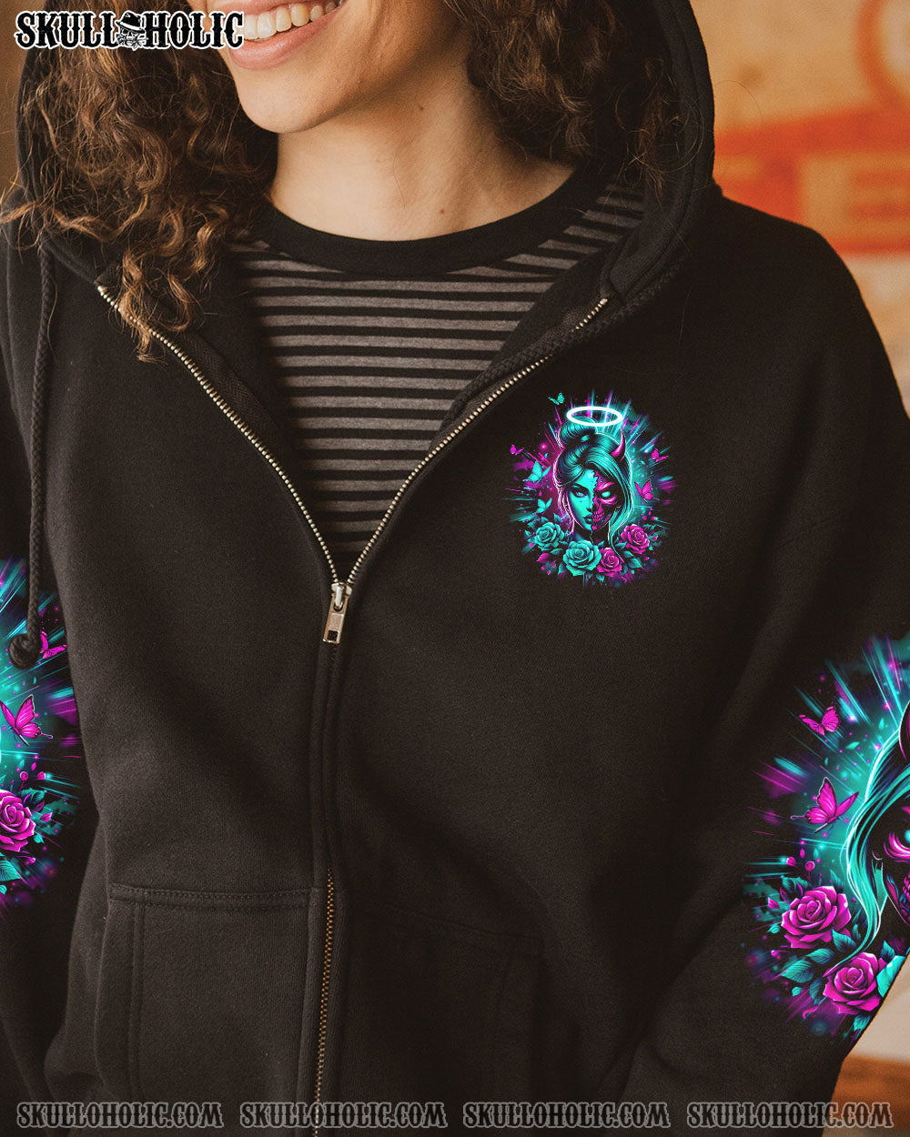 BLISSCORNERS HOW HEARTLESS I CAN BE SKULL LADY ALL OVER PRINT