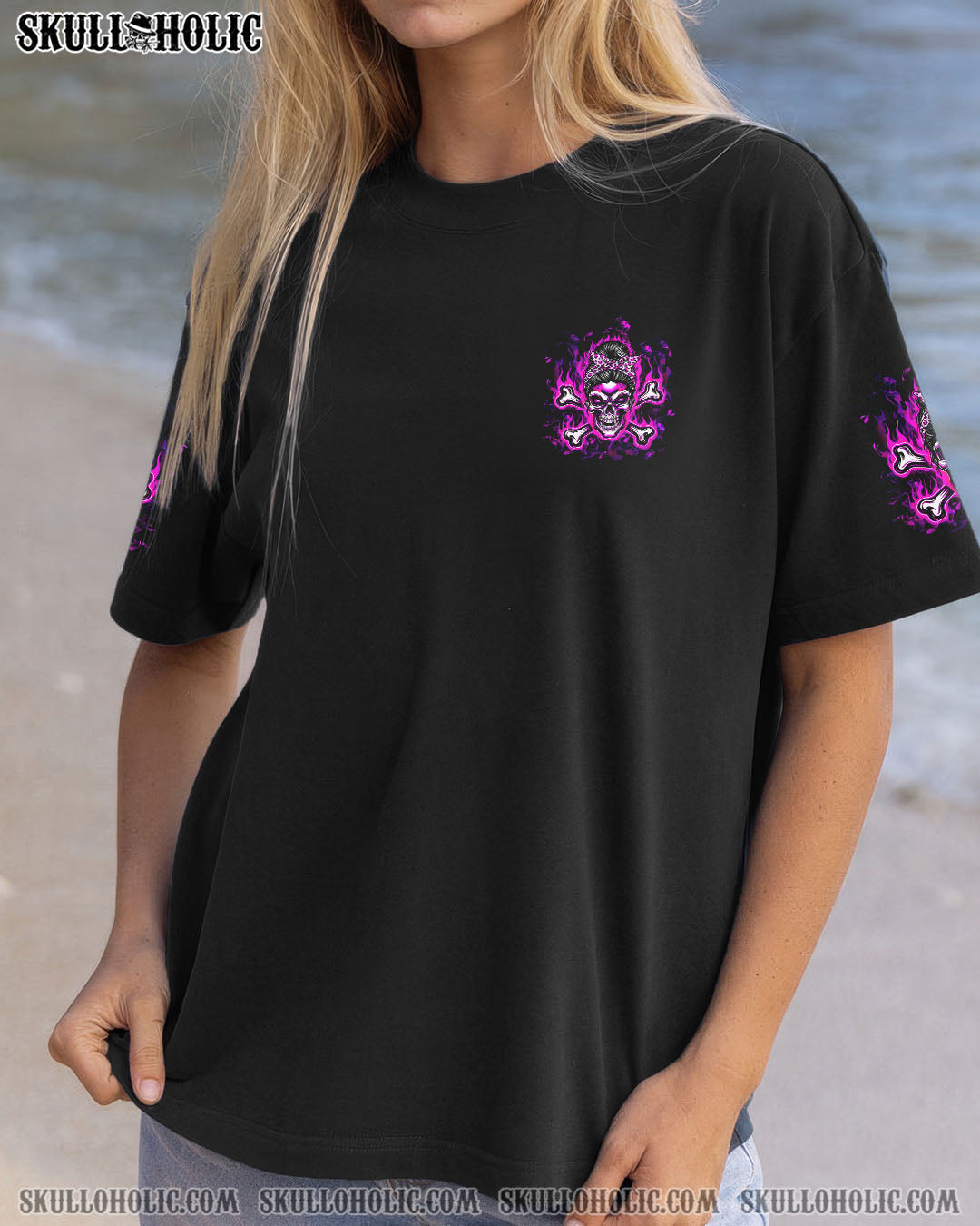 BLISSCORNERS NAH I'M GOOD MESSY BUN SKULL TIE DYE ALL OVER PRINT