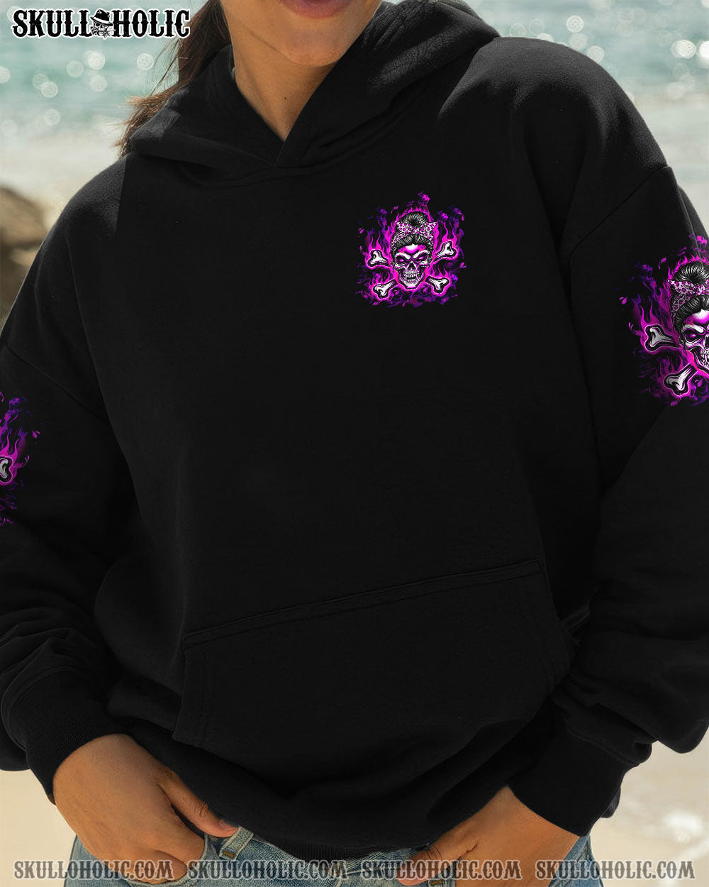 BLISSCORNERS NAH I'M GOOD MESSY BUN SKULL TIE DYE ALL OVER PRINT