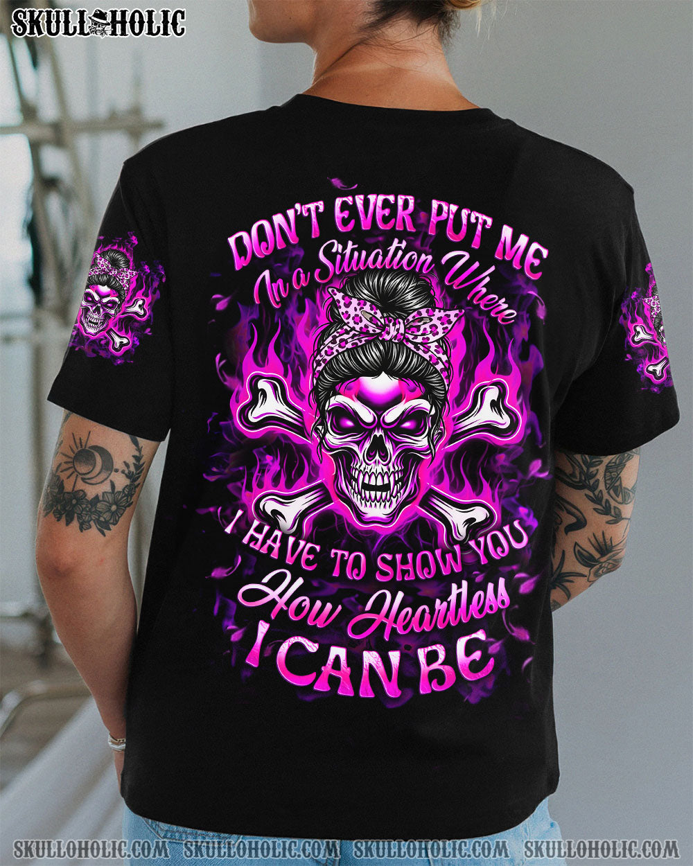 BLISSCORNERS NAH I'M GOOD MESSY BUN SKULL TIE DYE ALL OVER PRINT