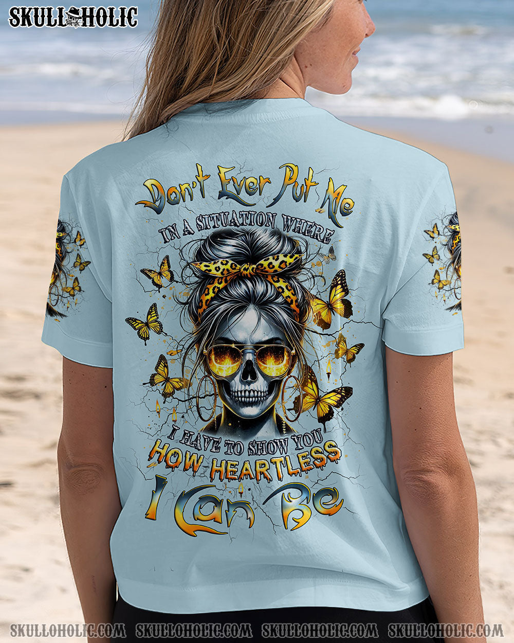 BLISSCORNERS HOW HEARTLESS I CAN BE SKULL LADY ALL OVER PRINT