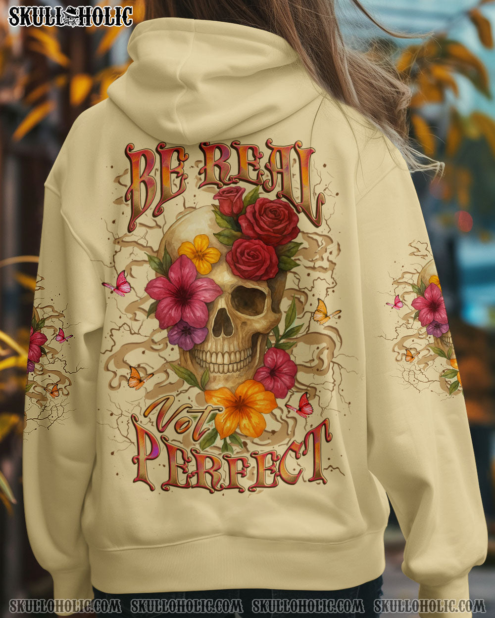 BLISSCORNERS BE REAL NOT PERFECT ALL OVER PRINT