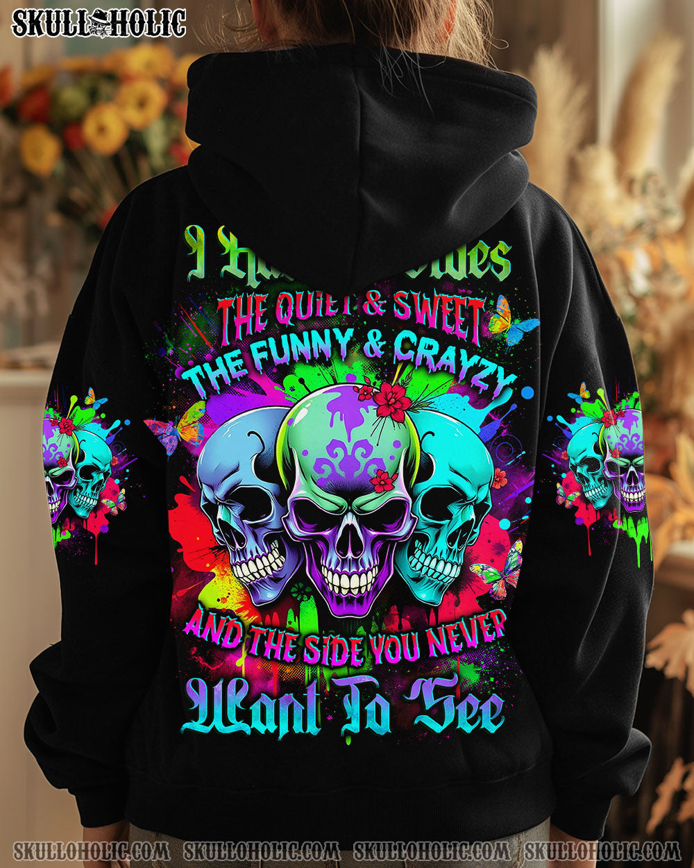 BLISSCORNERS I HAVE 3 SIDES 3 SKULLS ALL OVER PRINT