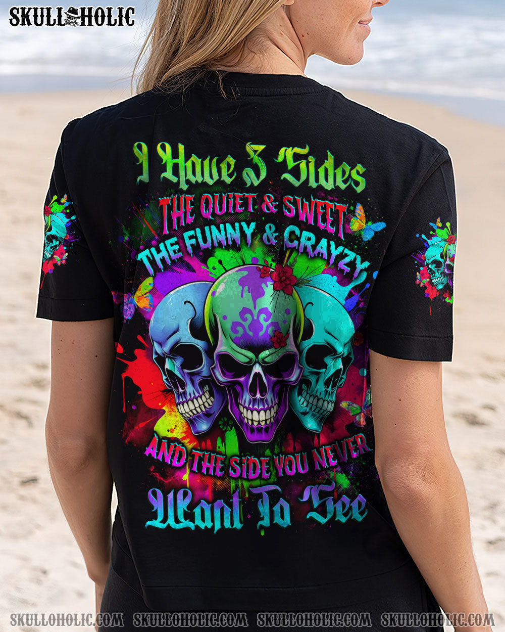 BLISSCORNERS I HAVE 3 SIDES 3 SKULLS ALL OVER PRINT