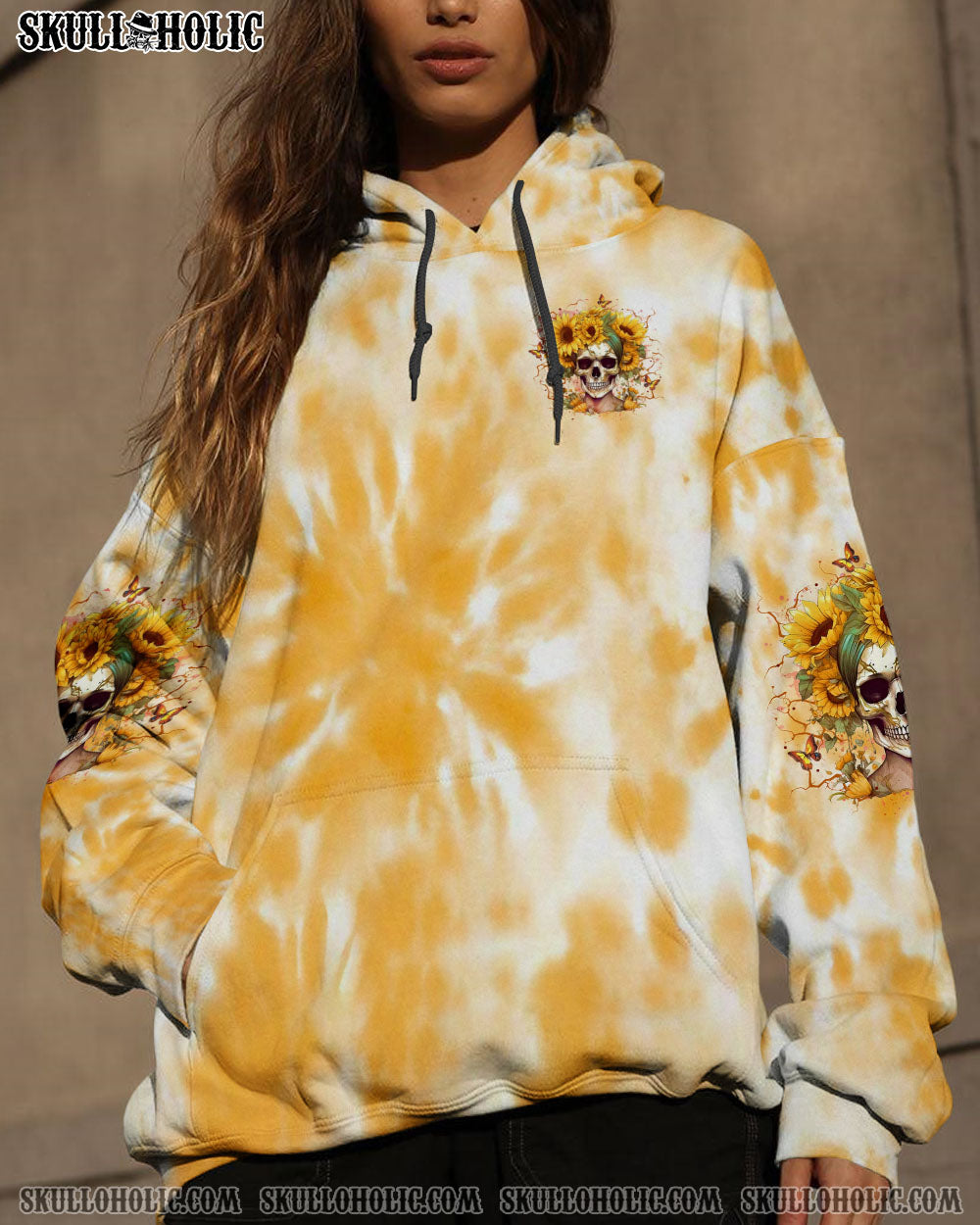 BLISSCORNERS SHE IS SUNSHINE SKULL SUNFLOWER ALL OVER PRINT
