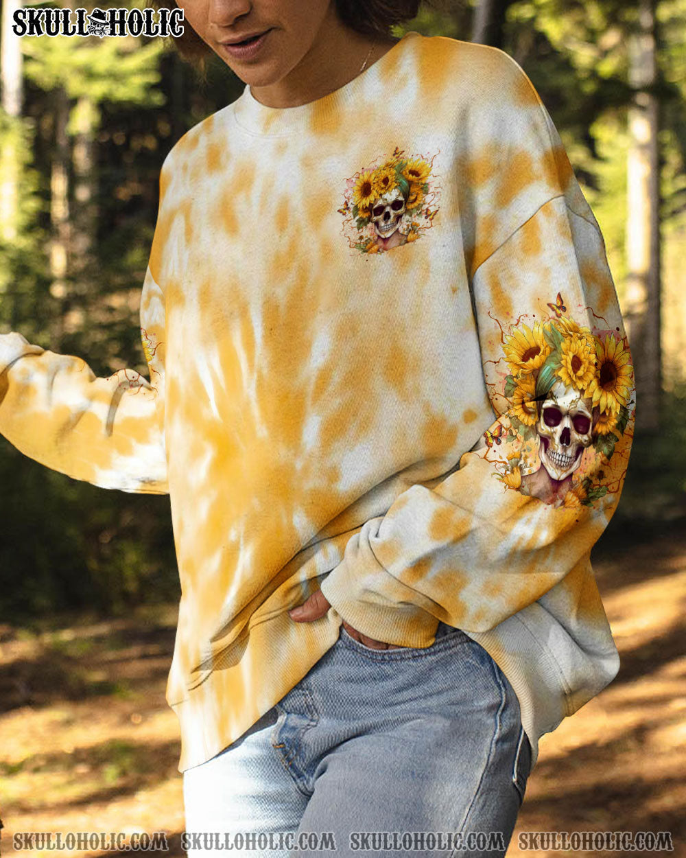 BLISSCORNERS SHE IS SUNSHINE SKULL SUNFLOWER ALL OVER PRINT