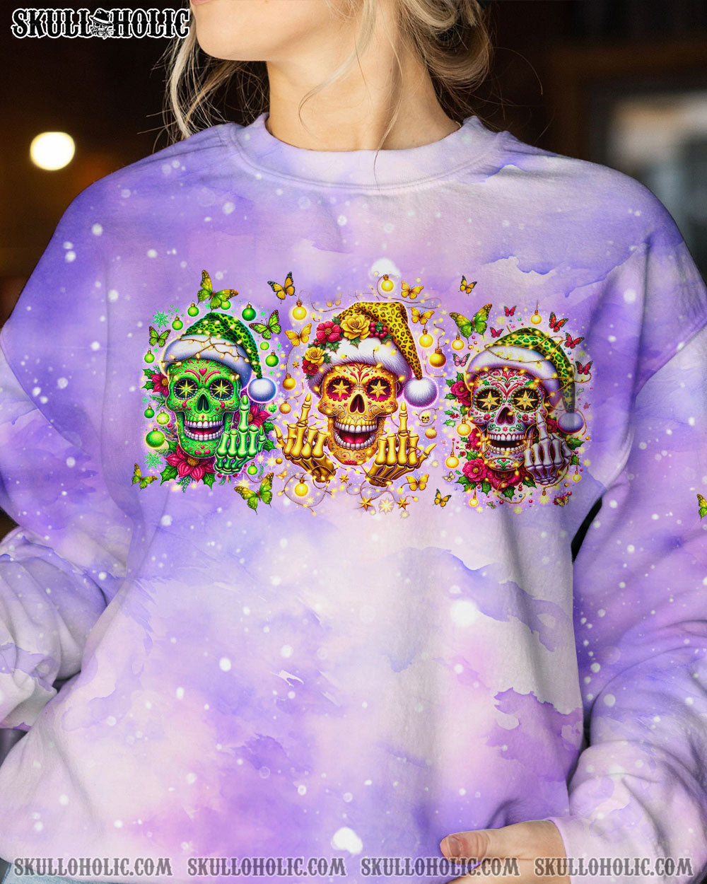 BLISSCORNERS HO HO HO SUGAR SKULL CHRISTMAS ALL OVER PRINT