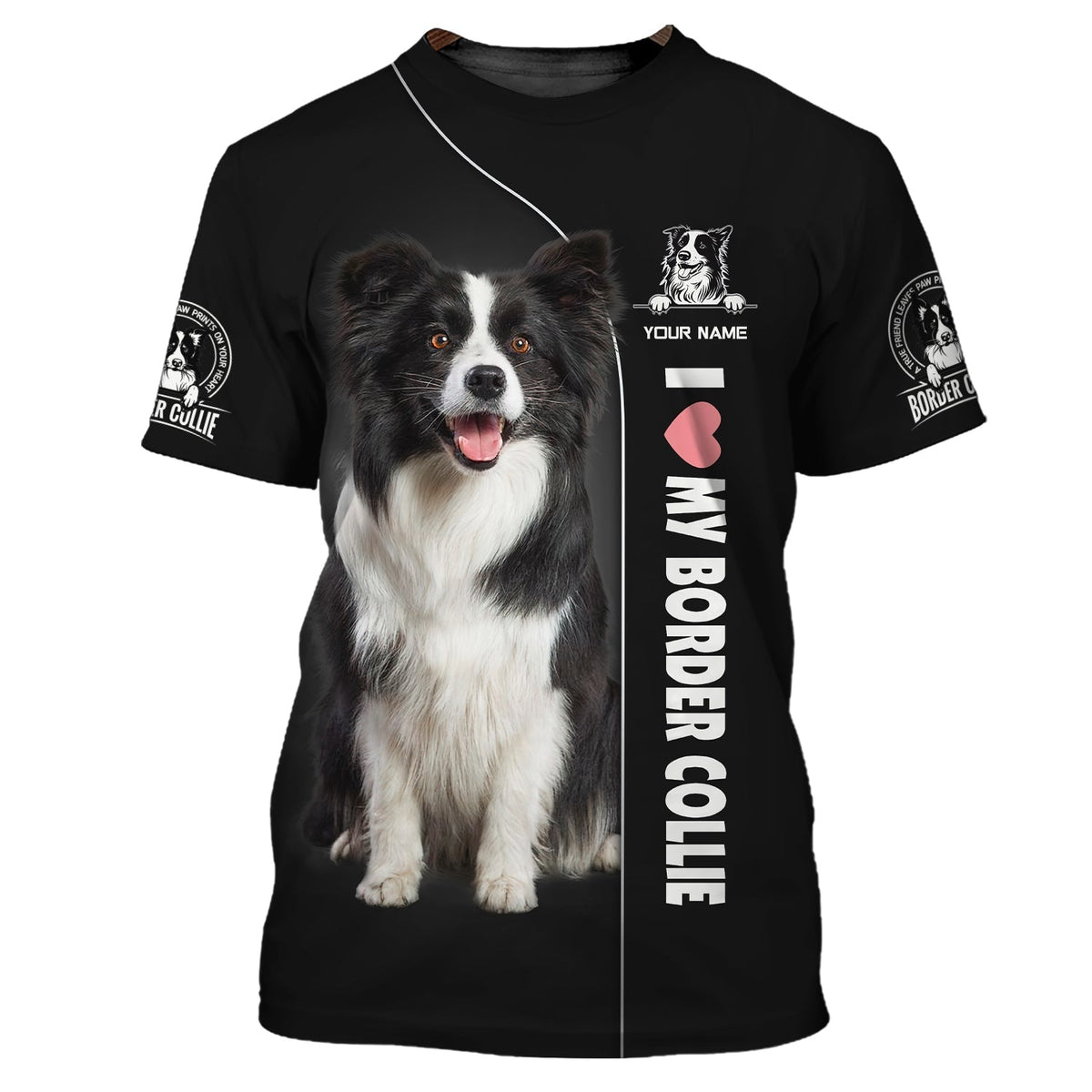 Blisscorners Border Collie Custom Name Zipper Hoodie Gif For Dog Lover 3D Shirts