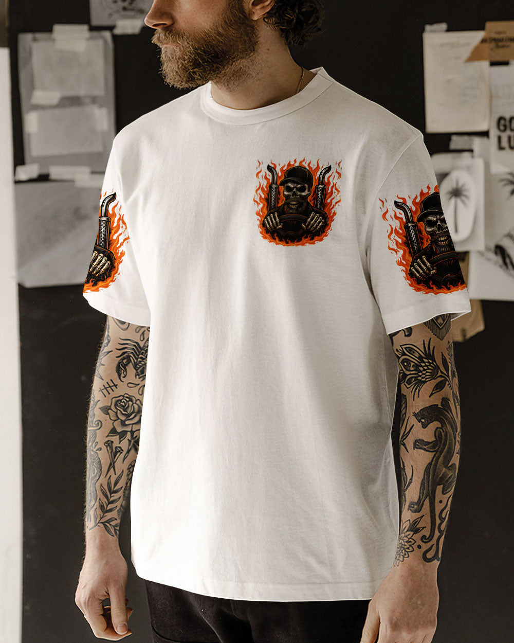 BLISSCORNERS BURN THE ROAD MAP TRUCKER SKULL ALL OVER PRINT