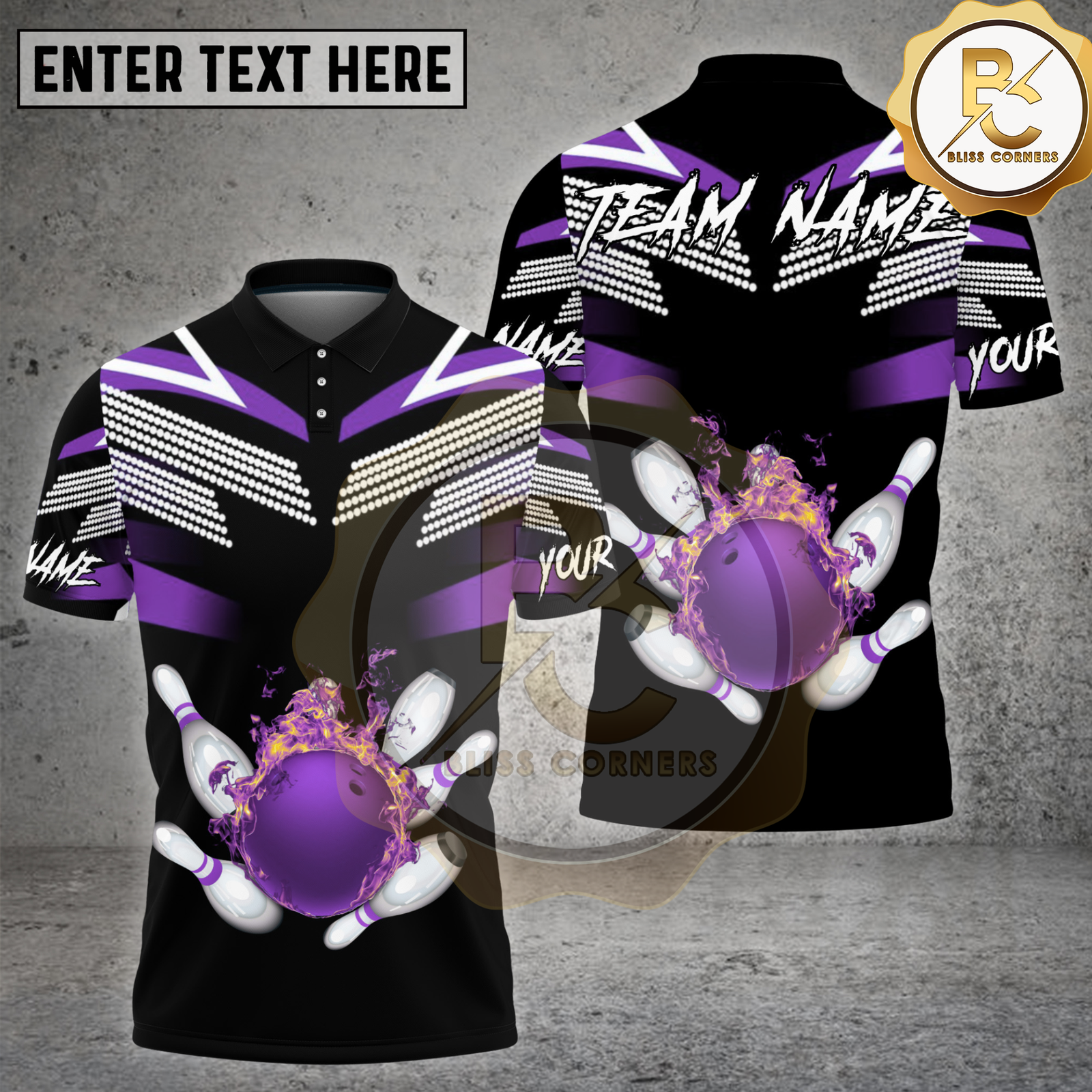 Blisscorners Bowling Fire Ball Strike Black Jersey Multi Options Personalized Name, Team Name 3D Shirt