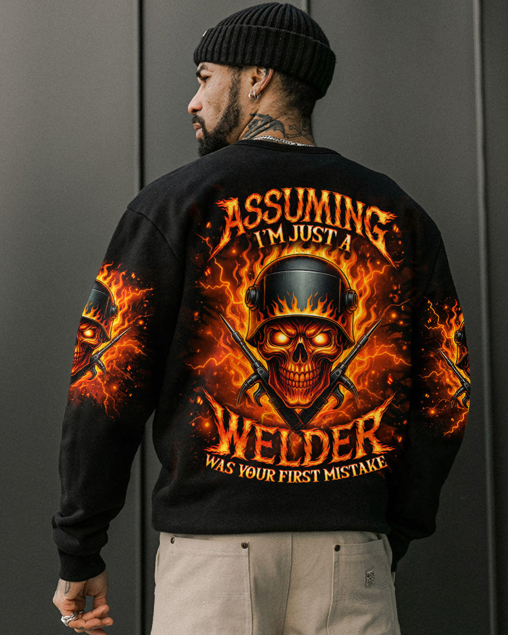 BLISSCORNERS WARNING THIS WELDER SKULL ALL OVER PRINT