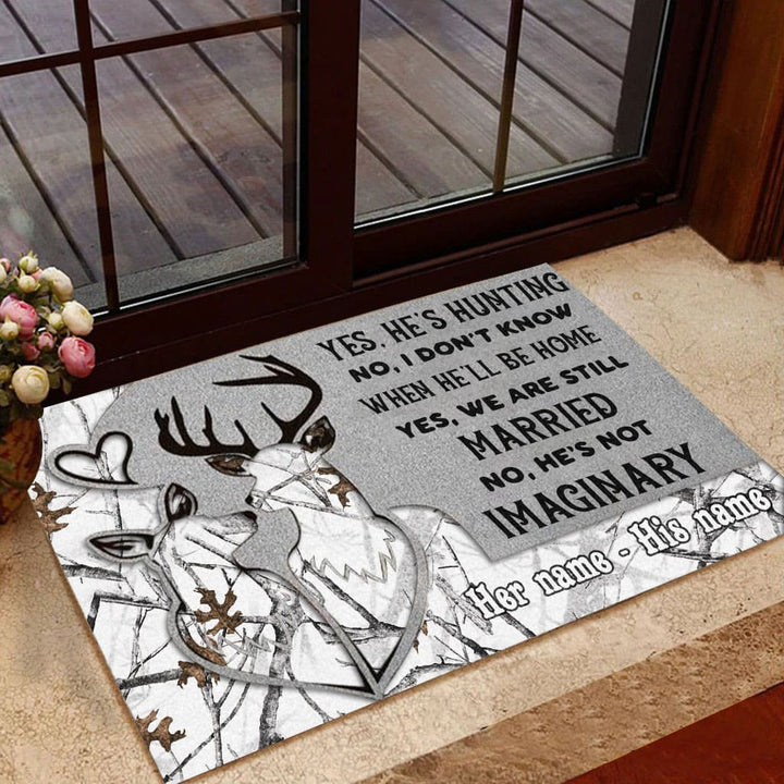 Blisscorners Loralle My Husband Is A Hunter Hunting Door Mat 3D Personalized - White