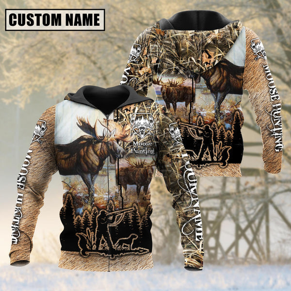 Blisscorners Custom Name Moose Hunting Camo Style Shirt 3D Shirt
