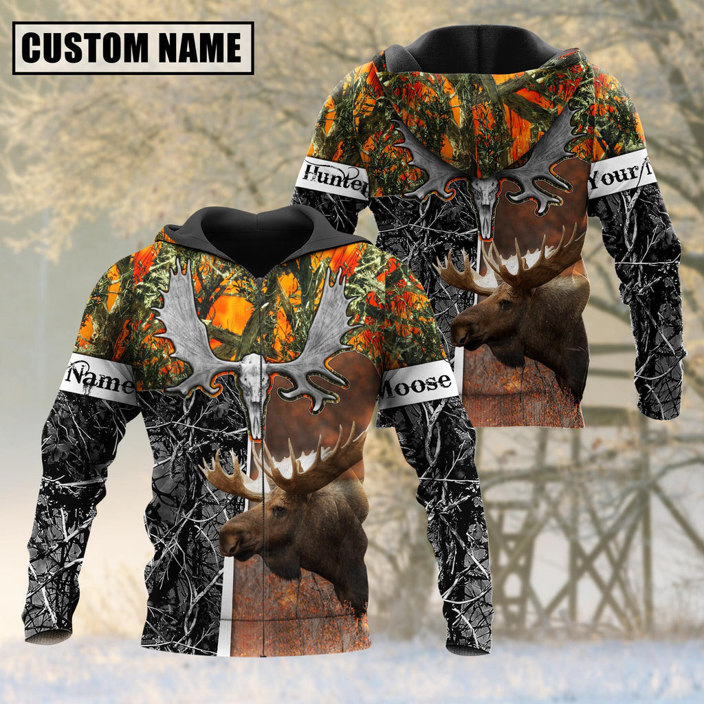 Blisscorners Beautiful Moose Hunting Camo Personalized 3D Hoodie For Hunting Lover