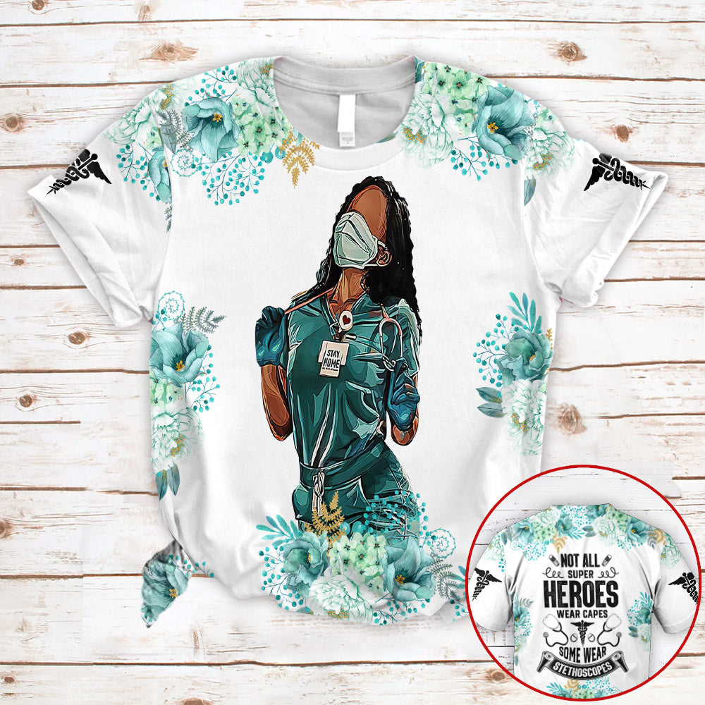 Blisscorners Personalized Not All Heroes Wear Capes Some Wear Stethoscopes Queen 3D All Over Print Shirt For Nurse