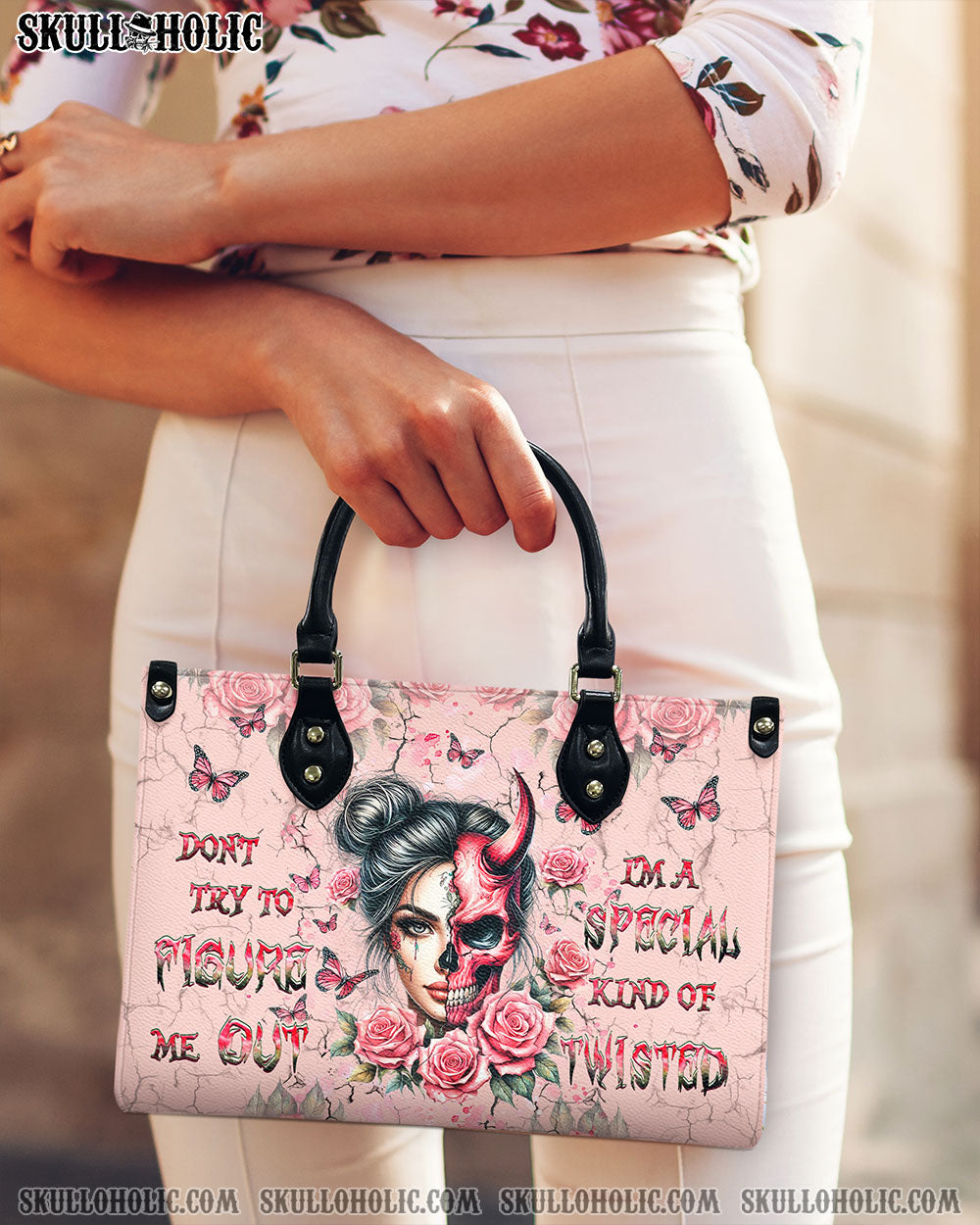 BLISSCORNERS DON'T TRY TO FIGURE ME OUT LEATHER HANDBAG