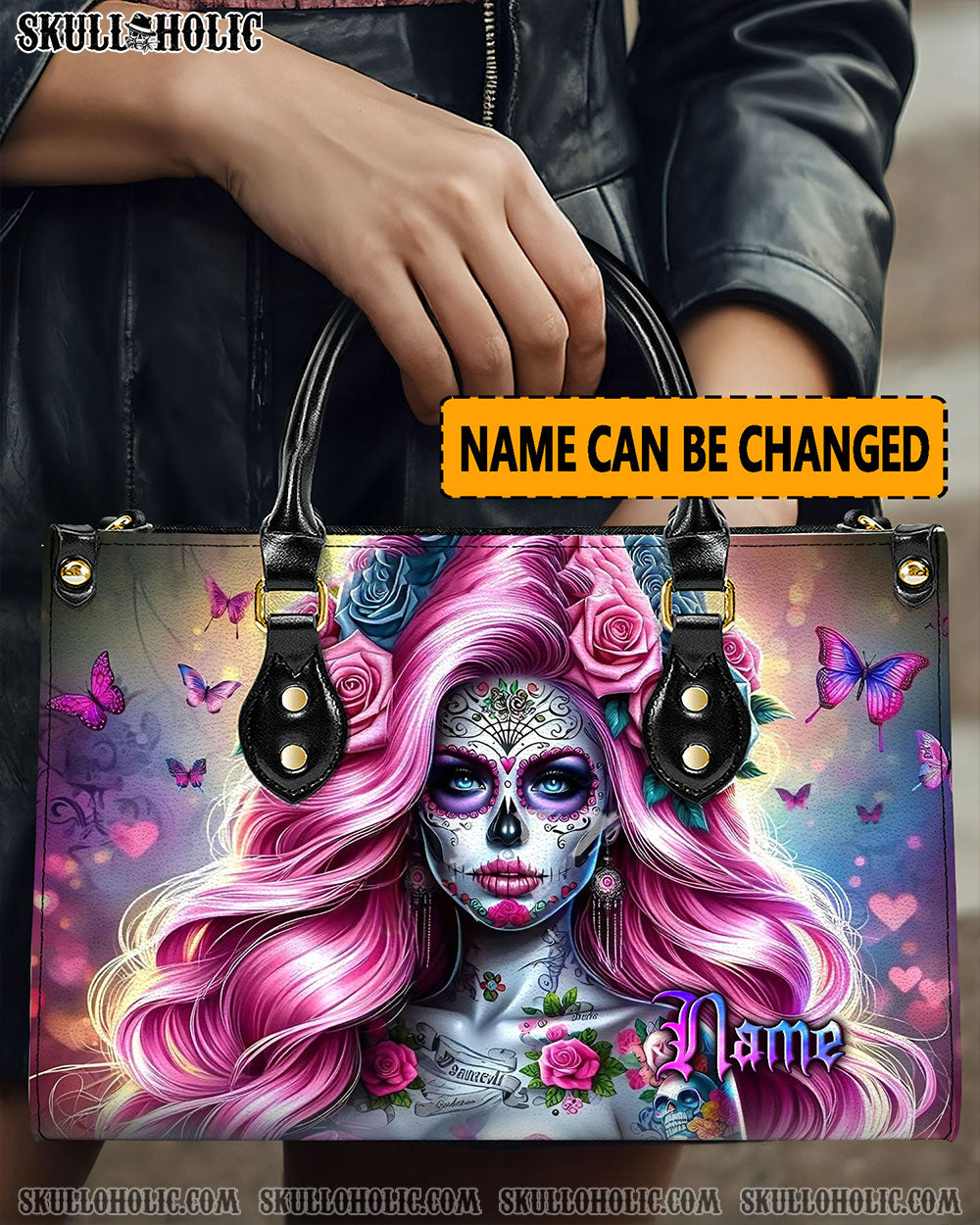 BLISSCORNERS SUGAR SKULL WOMAN LEATHER HANDBAG