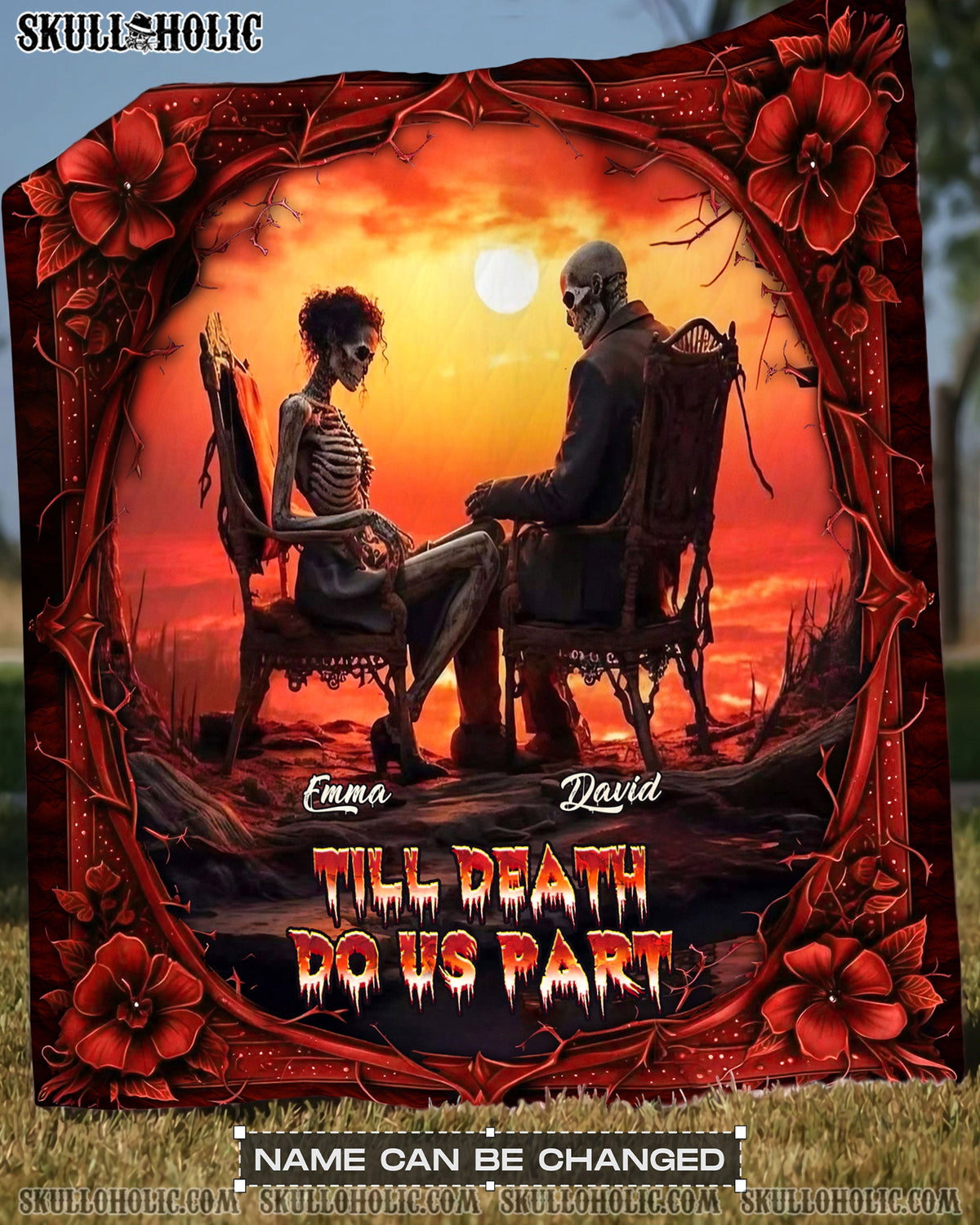 BLISSCORNERS PERSONALIZED TILL DEATH DO US PART COUPLE FLEECE BLANKET
