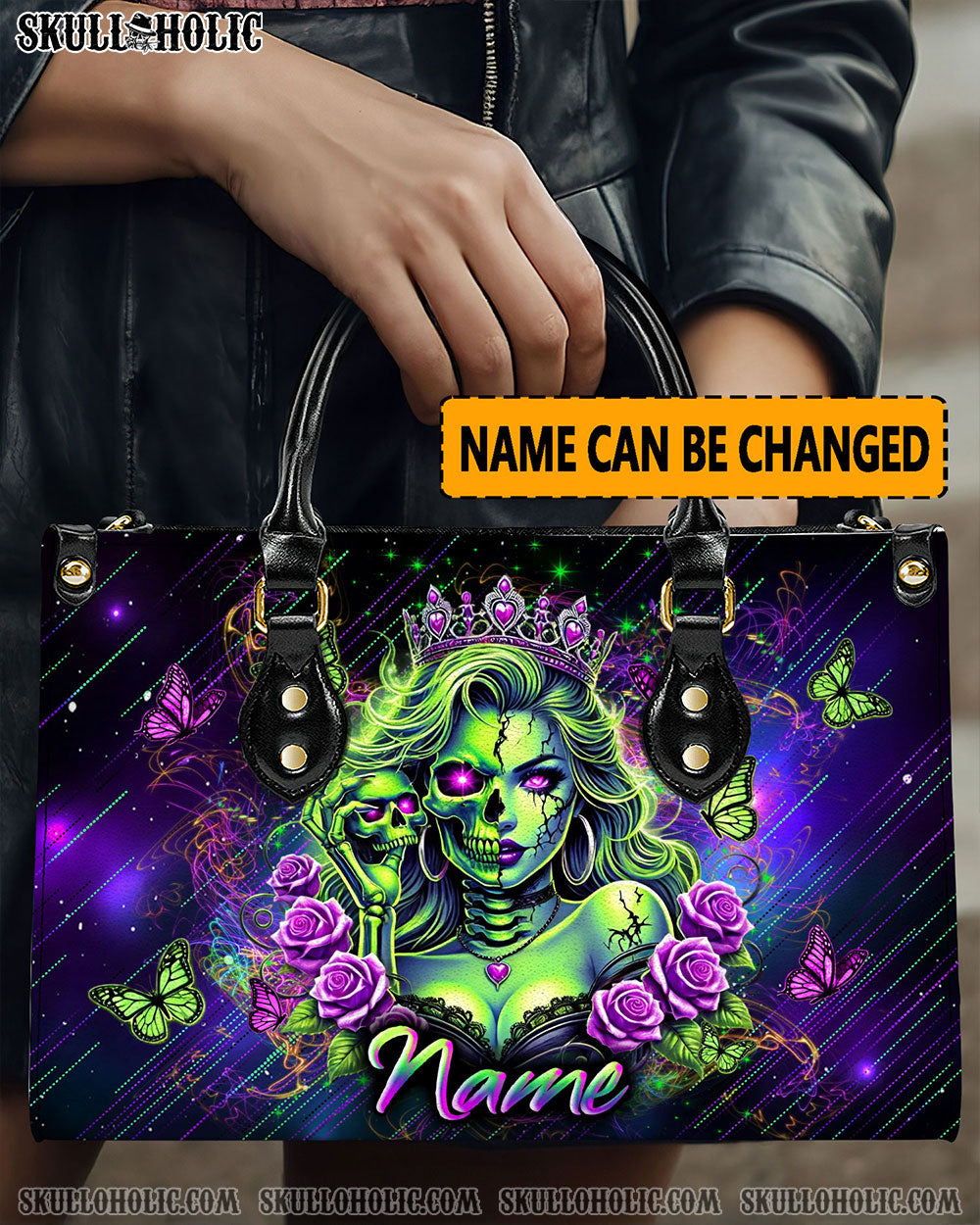 BLISSCORNERS SKULL LADY QUEEN LEATHER HANDBAG