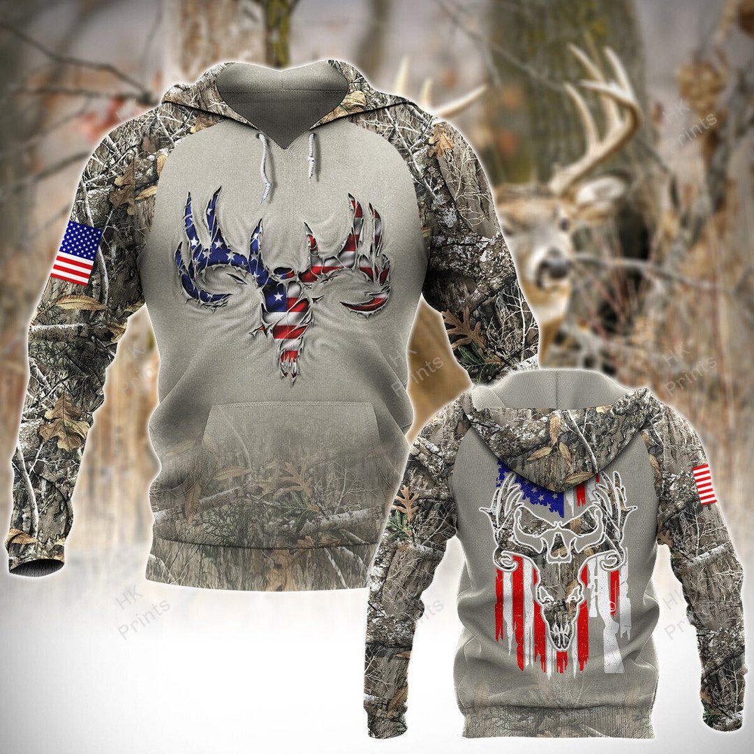 Blisscorners Ripped Deer American Flag Camouflage Hunting Apparels