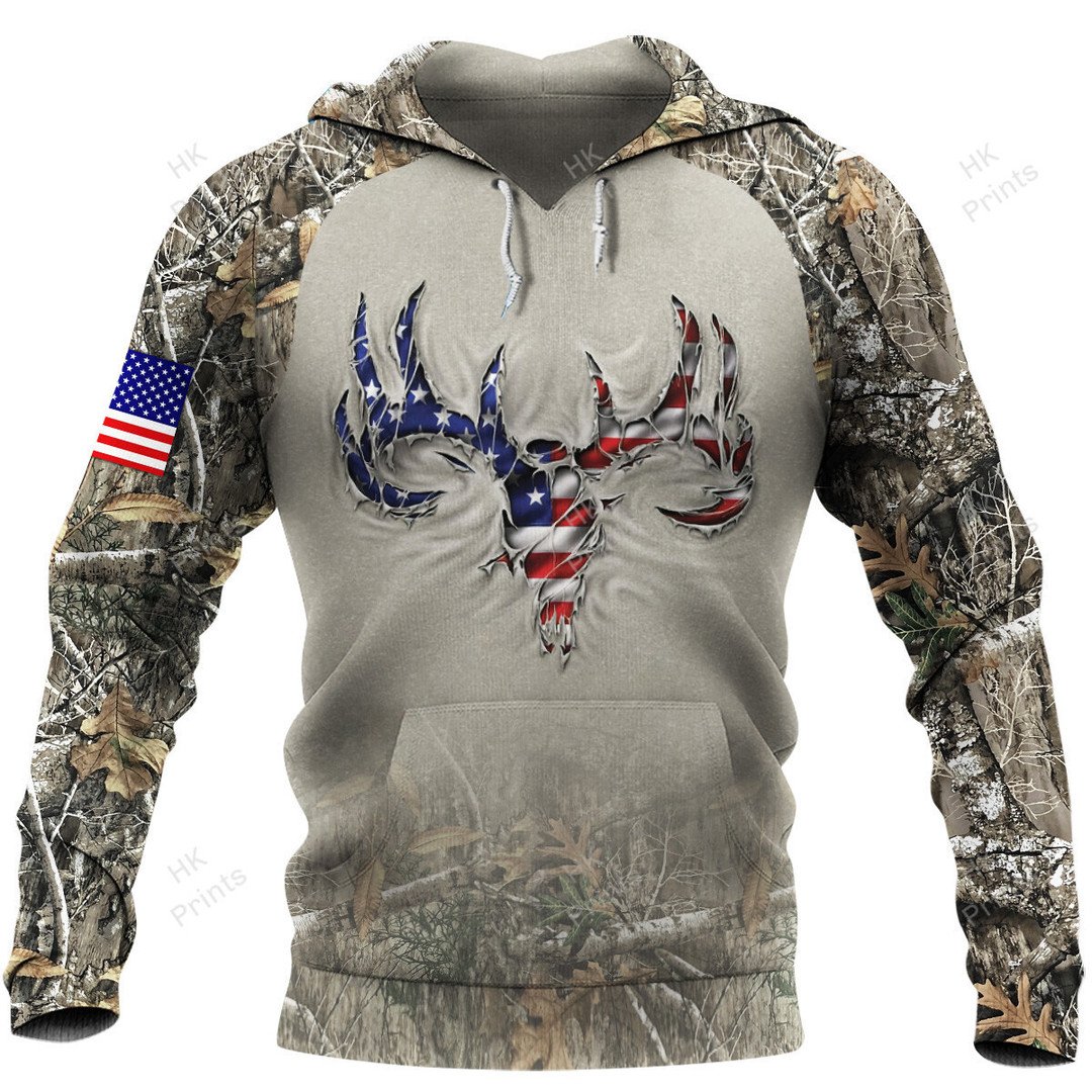 Blisscorners Ripped Deer American Flag Camouflage Hunting Apparels