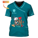 Blisscorners 3D All Over Print RN Uniform Medical Scrubs Clothing Custom RN Tshirt