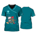 Blisscorners 3D All Over Print RN Uniform Medical Scrubs Clothing Custom RN Tshirt