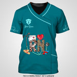 Blisscorners 3D All Over Print RN Uniform Medical Scrubs Clothing Custom RN Tshirt