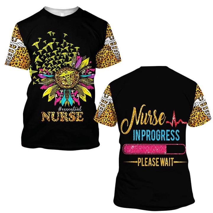 Blisscorners Funny Nurse In Progress Leopard Pattern Shirt, Perfect Nurse Apparel, Nurse T-Shirt Cool Gift Idea Coolspod