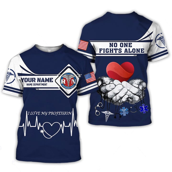 Blisscorners I Love Profession Heart Beat Custom Name Department Shirt, Nurse Apparel Gift Idea For Nurse