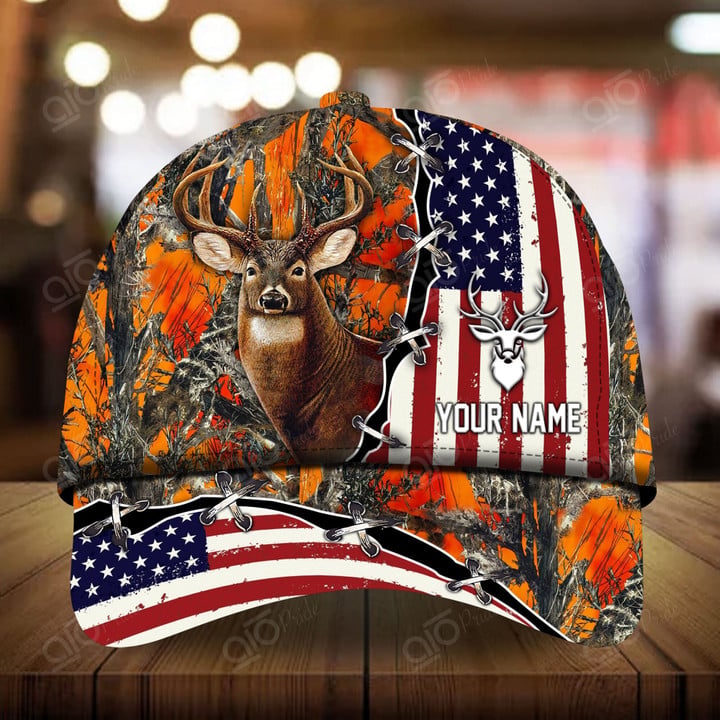 Blisscorners American Flag Hunting Personalized Hats 3D Multicolored
