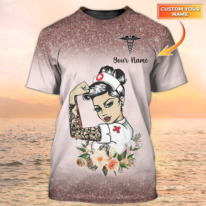 Blisscorners Tattoo Nurse Tshirt, Nursing Custom Shirts, Nurse Personalized Name