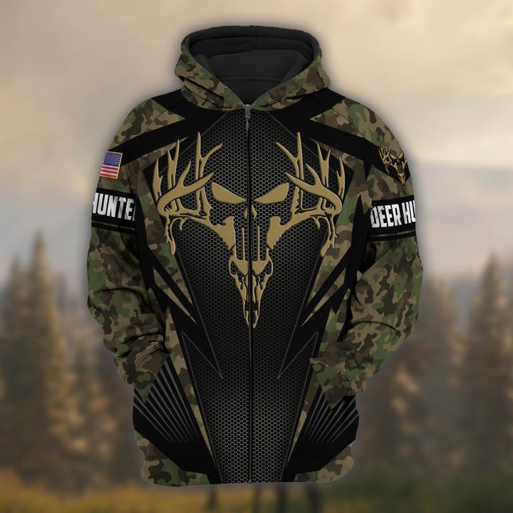 Blisscorners Personalized Name The Best Deer Hunting Hoodie & Zip Hoodie Camo Style  Multicolor