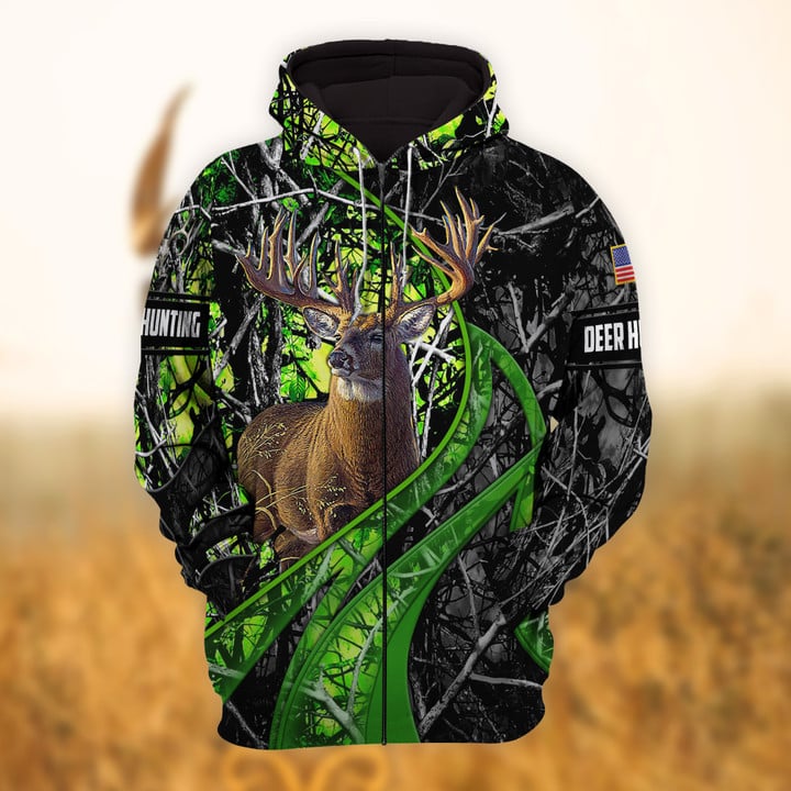 Blisscorners Personalized Name Hunting Hoodie & Zip Hoodie  Multicolor