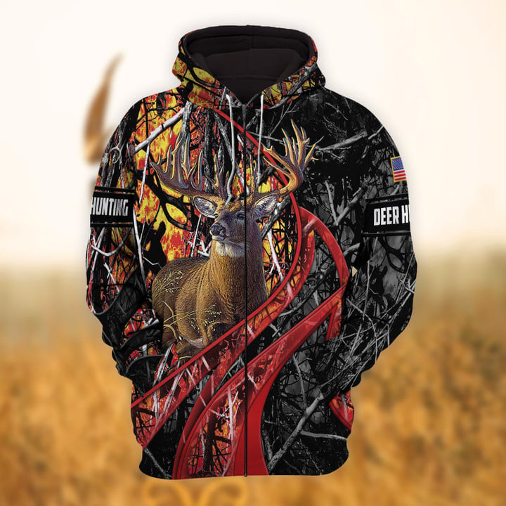 Blisscorners Personalized Name Hunting Hoodie & Zip Hoodie  Multicolor