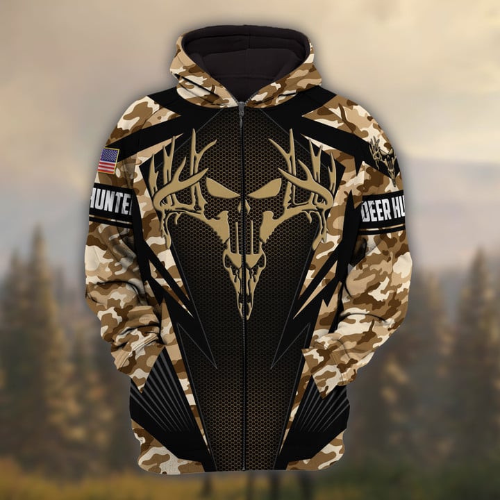 Blisscorners Personalized Name The Best Deer Hunting Hoodie & Zip Hoodie Camo Style  Multicolor